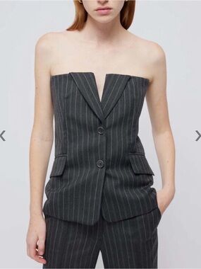 SIMKHAI New w/Tags Grey Pinstripe Tailored Billie Bustier Top sz 8